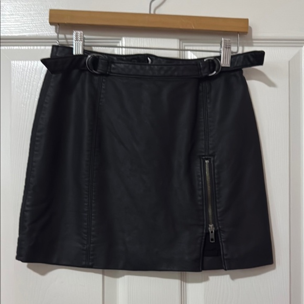 Free People Black Asymmetrical Pencil Mini Skirt